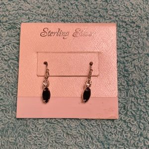 NWT Sterling silver black earrings